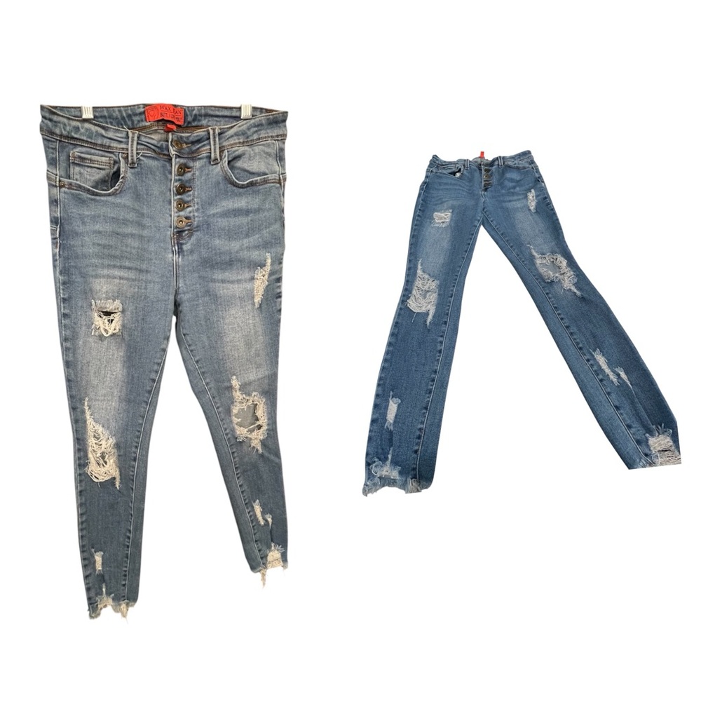 Wax Jeans Butt I Love You Women’s Size 9/29 Medium Wash Distressed Frayed